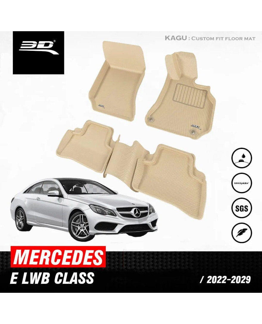 3D Kagu Floor Mat Compatible with  E CLASS V213/W213  LWB 2023+ | Set of 3 Pcs | Custom Fit | BEIGE